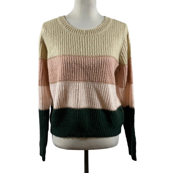 Jun & Ivy Sweater Top Color Block Soft Yarn Sz M - Picture 1 of 7